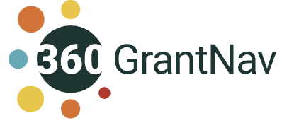 GrantNav logo with the word 'GrantNav' in gray text, next to it there is a dark circle containing the number '360' in white