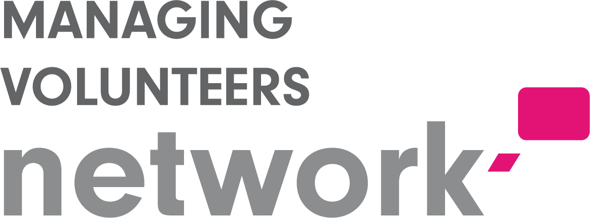 Managing volunteers network with pink speech bubble icon