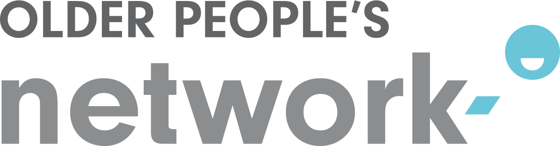 Older People's Network logo with turquoise smiley face icon