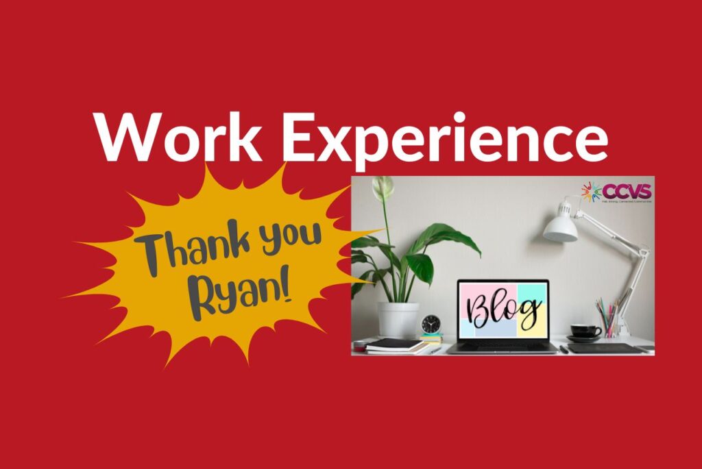 An angle poised lamp bent over an open laptop wit word BLOG on screen. A yellow flash says " Thank you Ryan"