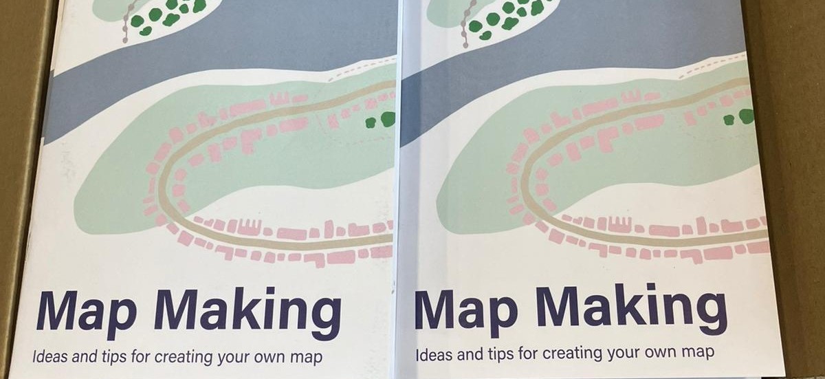Two folded documents entitled map making. Each document has a picture of a basic map on the cover